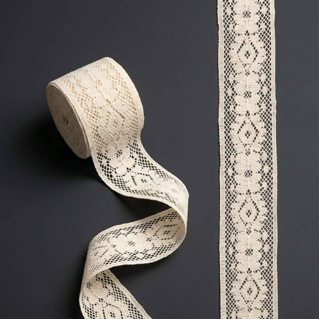 Diamond & Floral Net Raschel Lace Trim - 5 Mtr