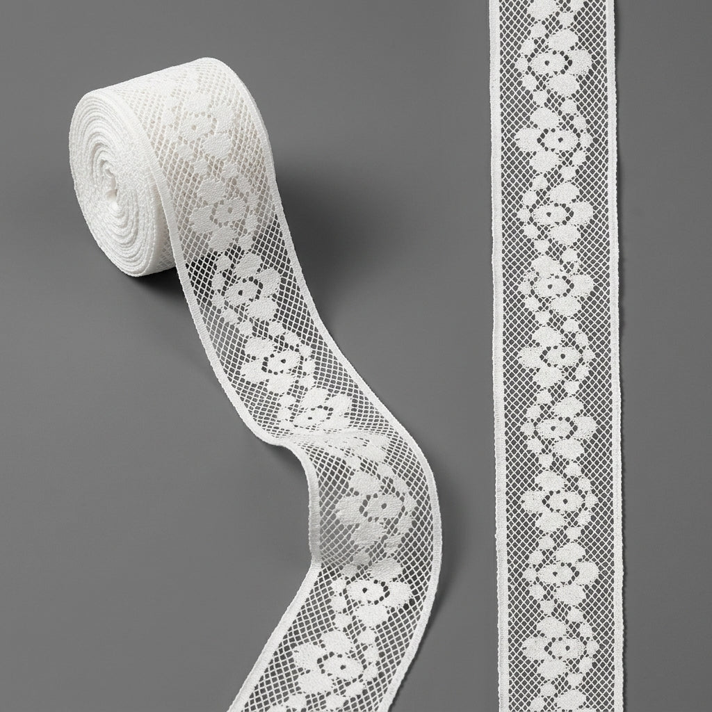 Floral Diamond Mesh Raschel Lace Trim - 5 Mtr