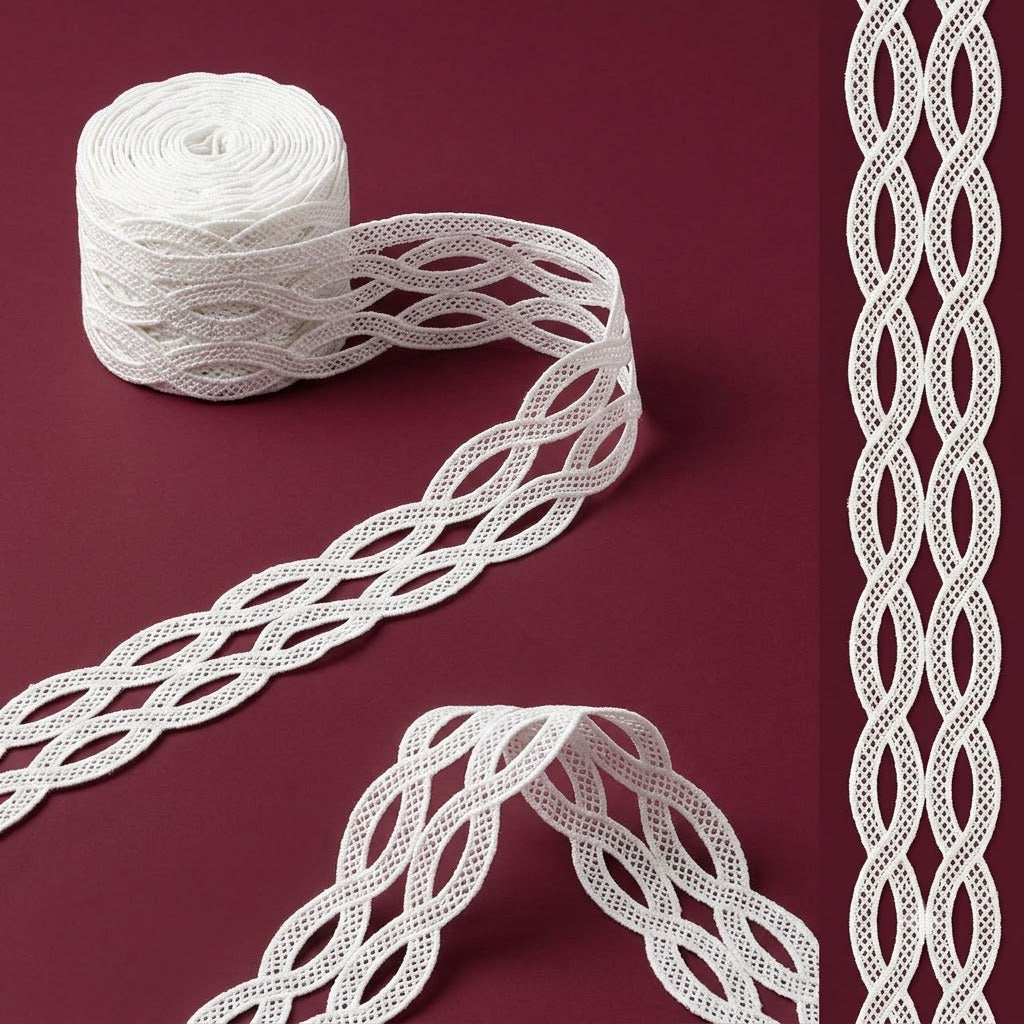 Off-White Interlocking Wave Chemical Lace - 5 mtr