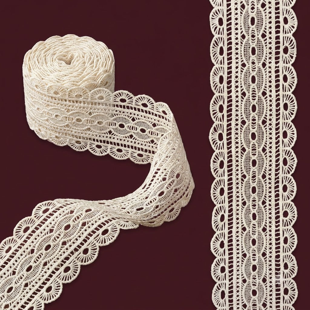 Natural Rosette Chemical Cotton Lace - 5mtr