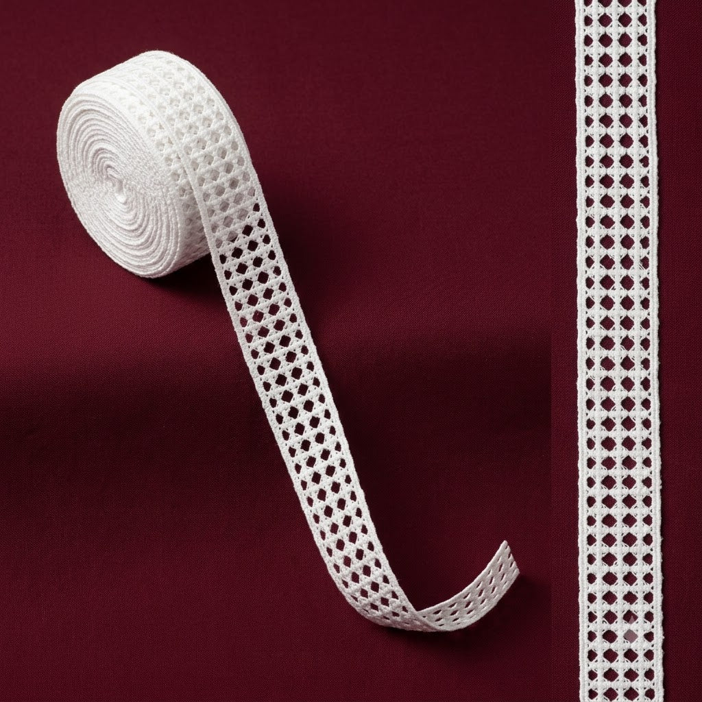 Off-White Honeycomb Mesh Chemical Lace - 5 mtr