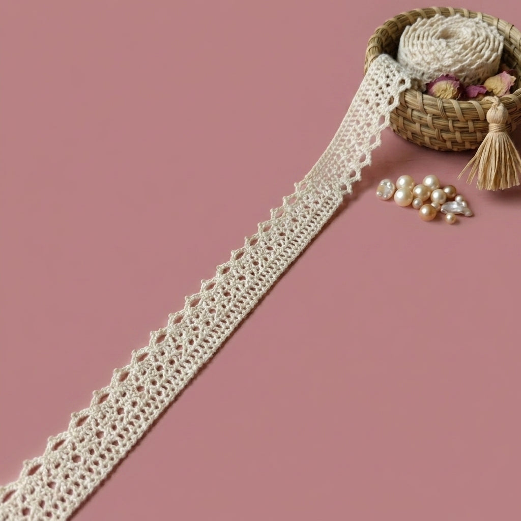 Natural Cotton Kingri Crochet Lace Trim – 5 Mtr