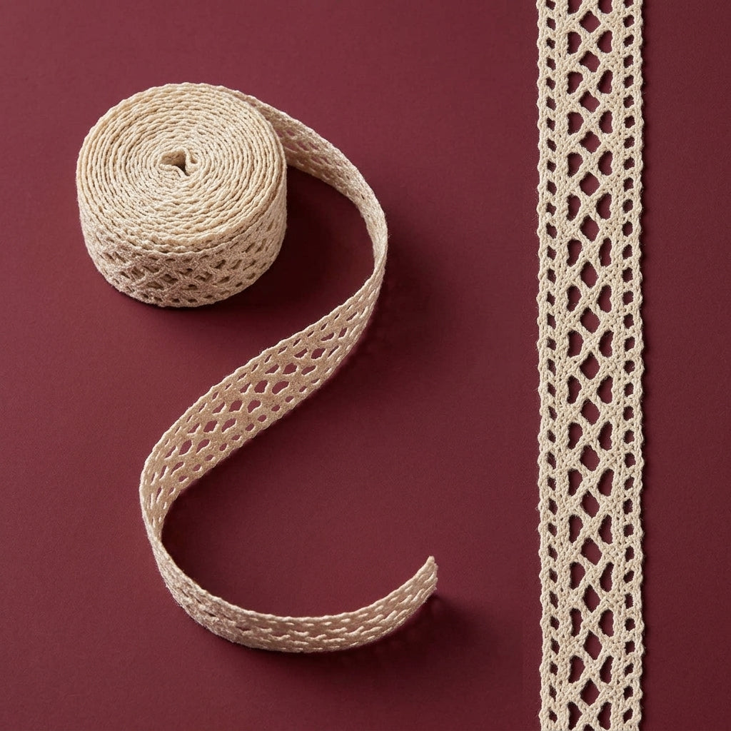 Off-White Diamond Crosshatch Crochet Lace Trim - 5 mtr