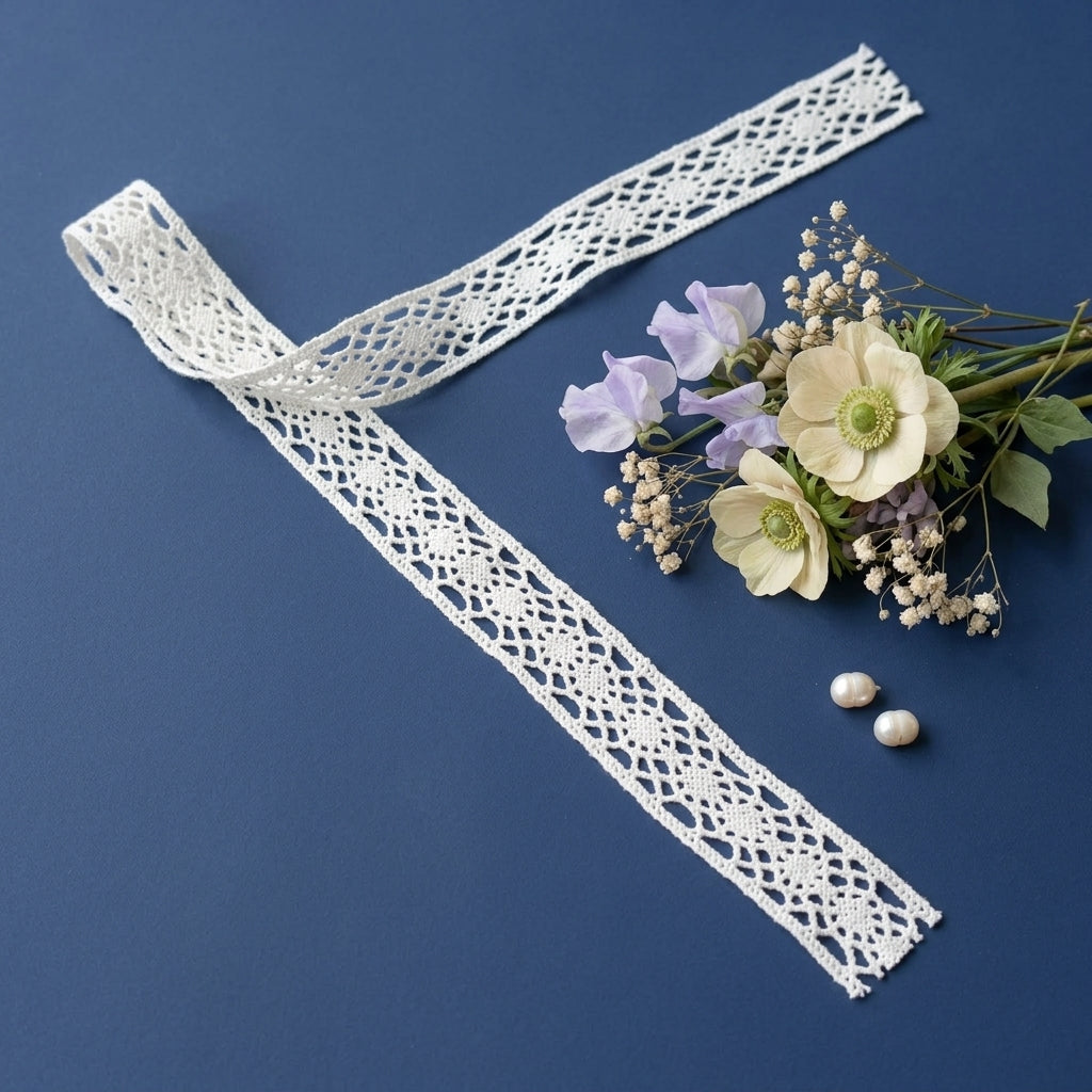 Off White Eye Cotton Crochet Lace Trim - 5 mtr