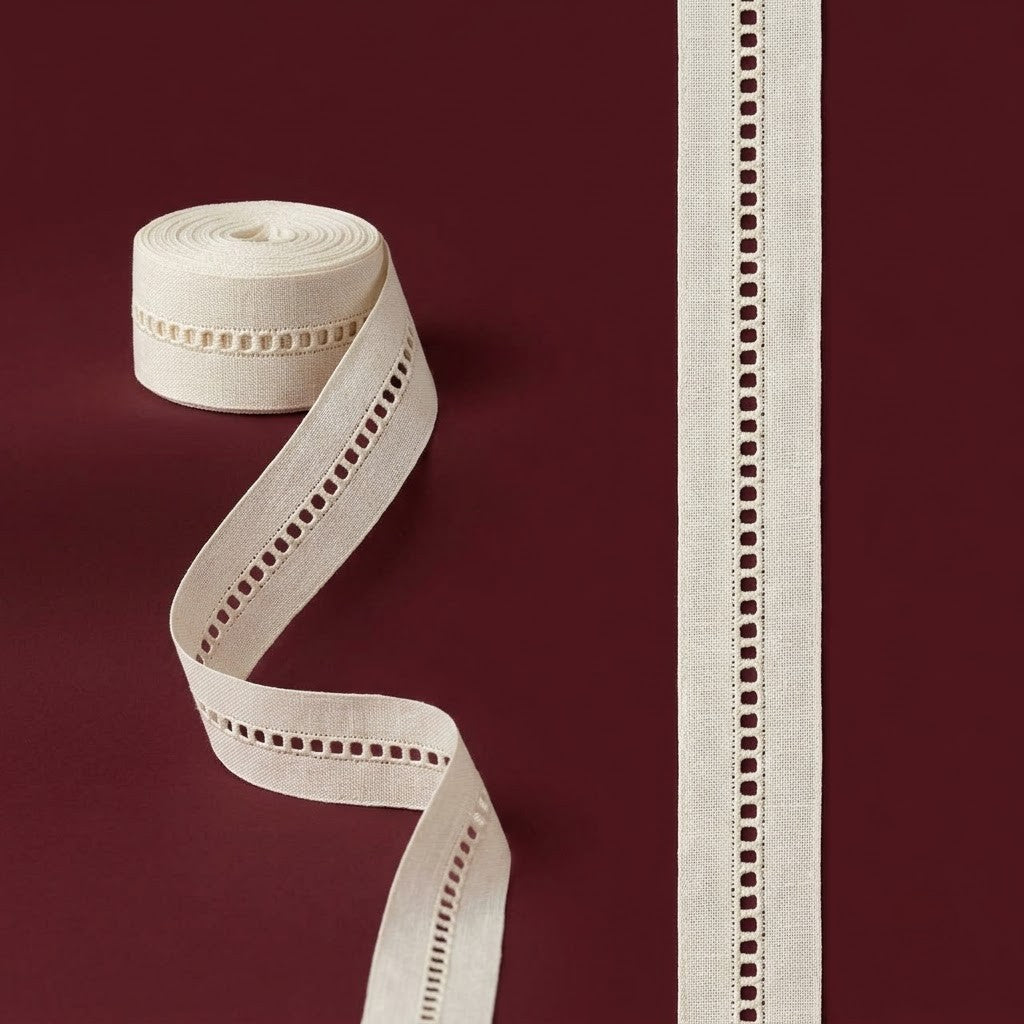Natural Ladder Schiffli Cotton Lace - 100 mtr