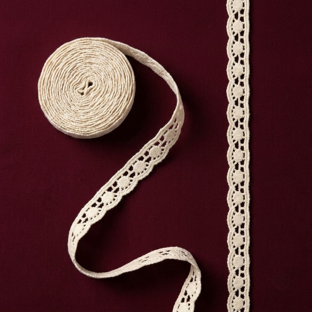 Natural Wave Loop Chemical Cotton Lace - 25 mtr