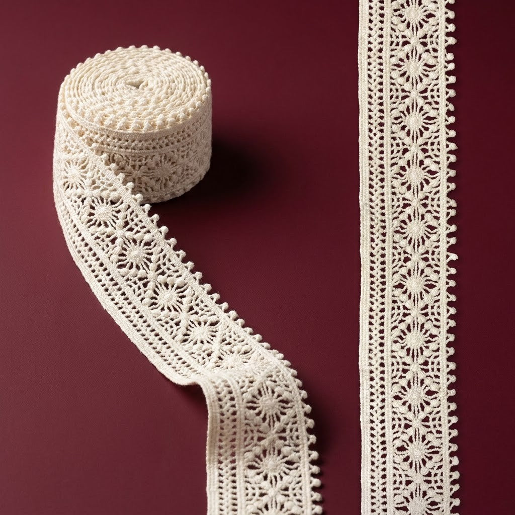 Natural Floral Chemical Cotton Lace - 5mtr