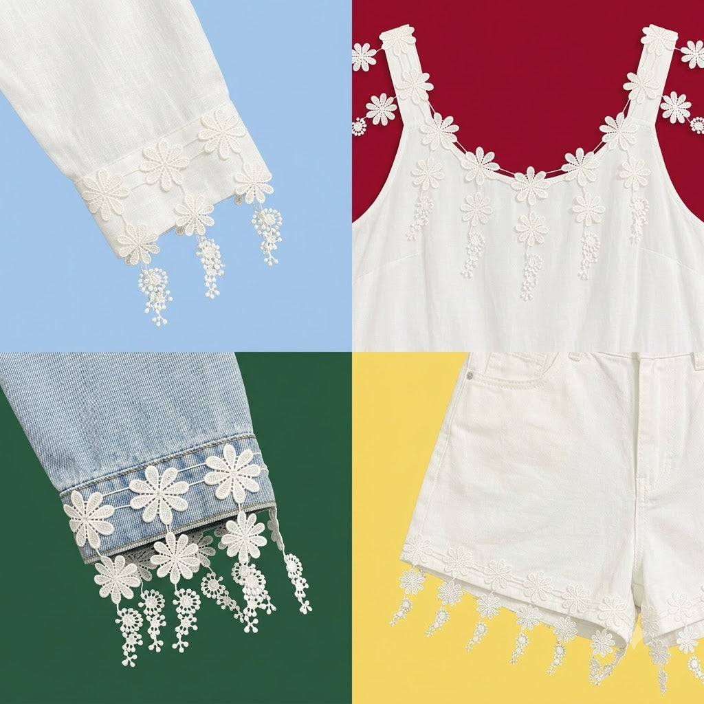 White Daisy Floral Chemical Lace - 5 mtr