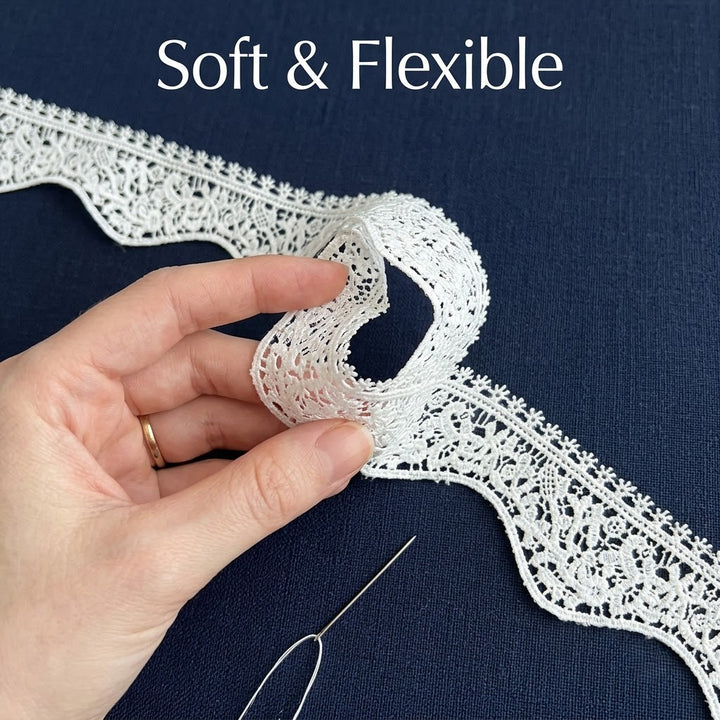 Off-White Ornate Edge Chemical Lace - 5 mtr