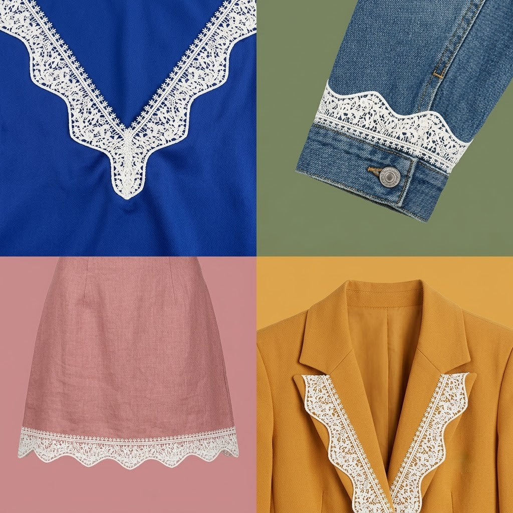 Off-White Ornate Edge Chemical Lace - 5 mtr