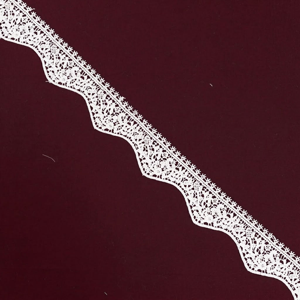 Off-White Ornate Edge Chemical Lace - 5 mtr