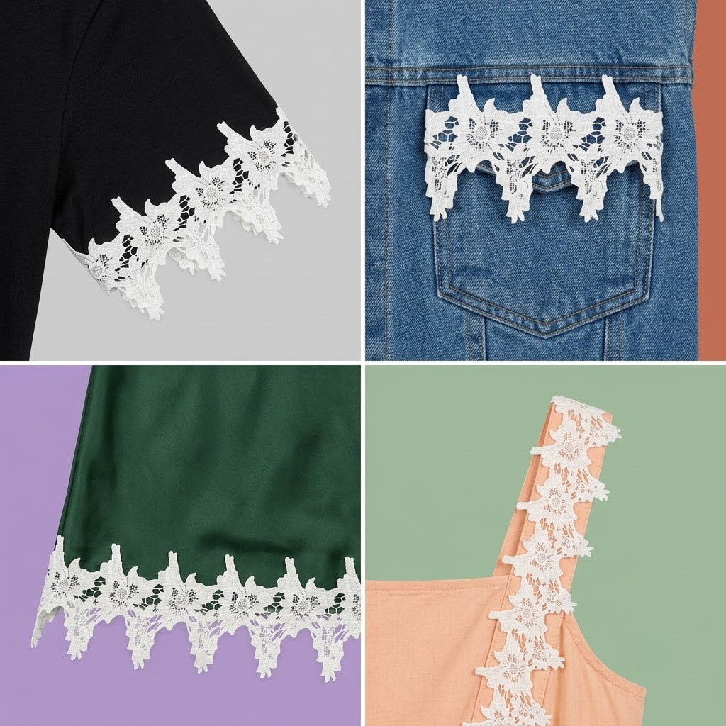 Off-White Floral Blossom Chemical Lace - 5 mtr