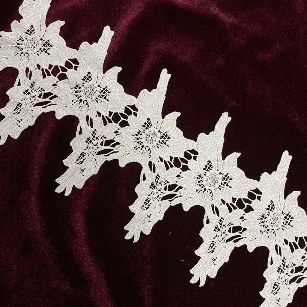 Off-White Floral Blossom Chemical Lace - 5 mtr