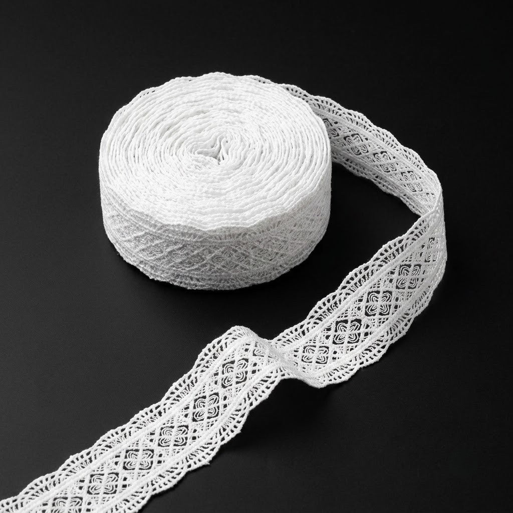 Off White Geometric Diamond Chemical Lace – 5 mtr