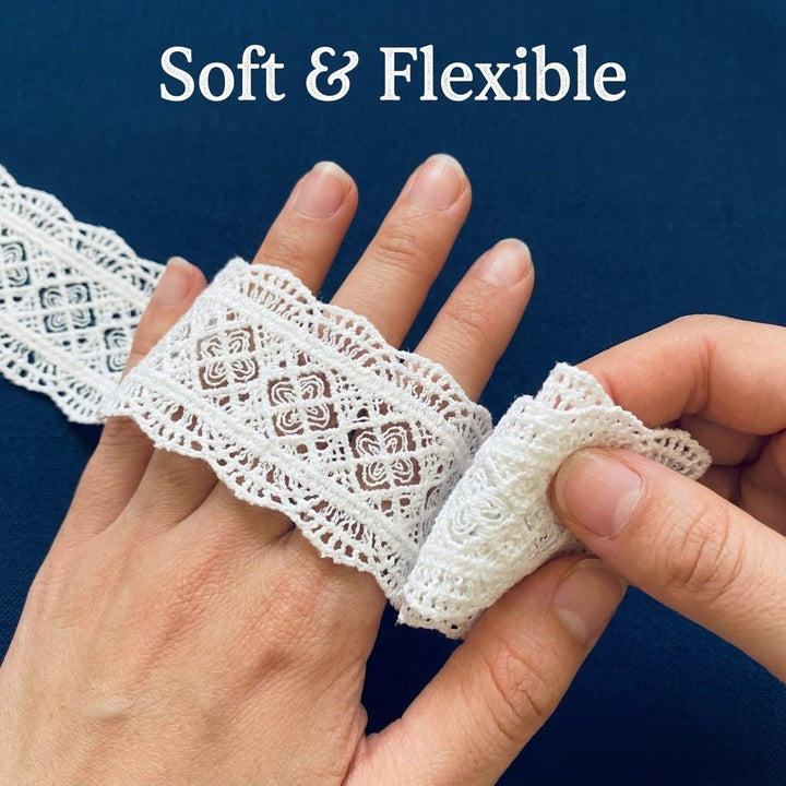 Off White Geometric Diamond Chemical Lace – 5 mtr
