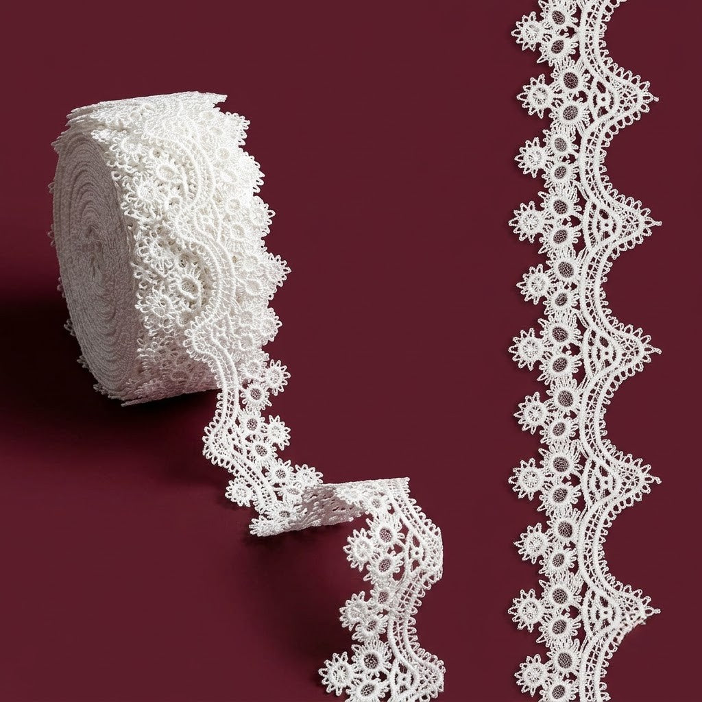 Off-White Floral Scallop Chemical Lace – 5 mtr