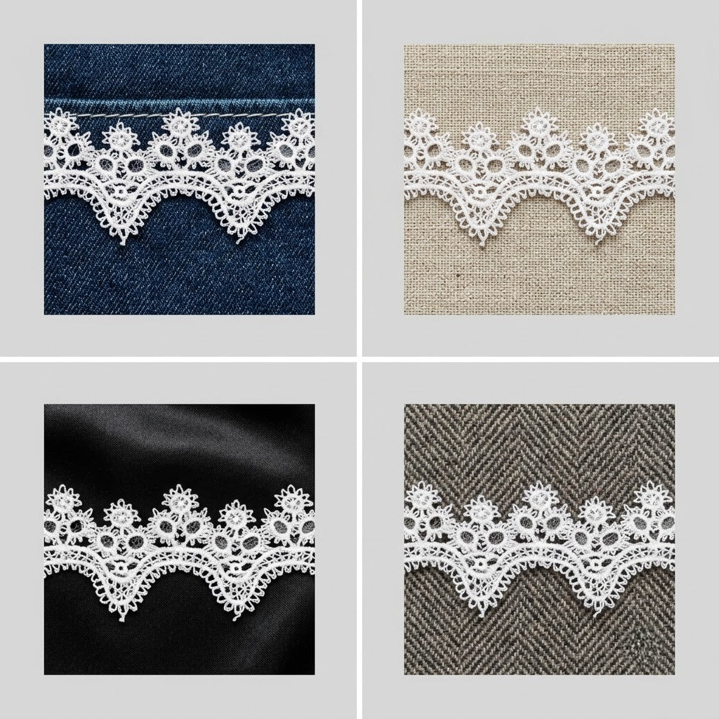 Off-White Floral Scallop Chemical Lace – 5 mtr