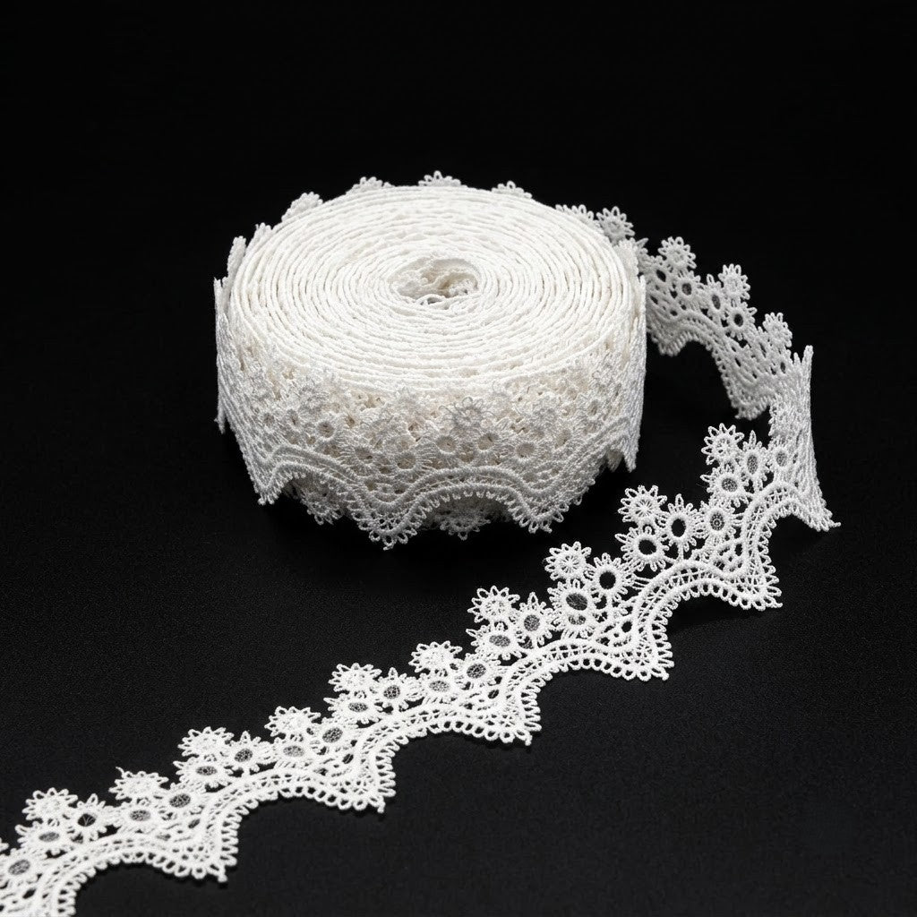Off-White Floral Scallop Chemical Lace – 5 mtr