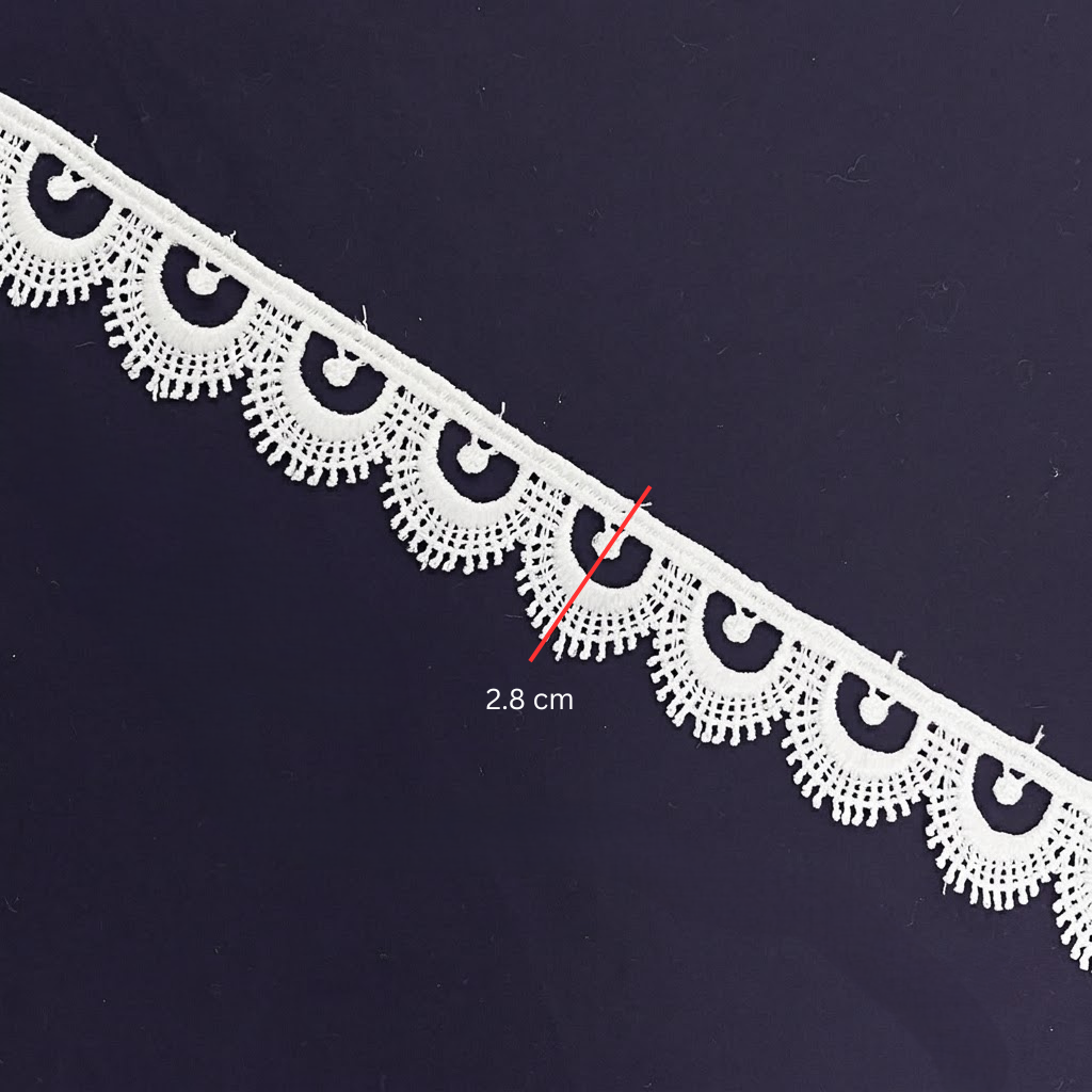 Off-White Fan Scallop Chemical Lace - 5 mtr