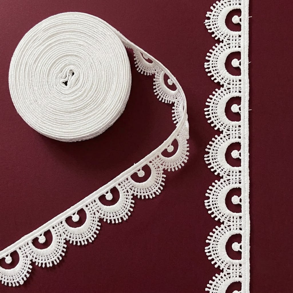Off-White Fan Scallop Chemical Lace - 5 mtr
