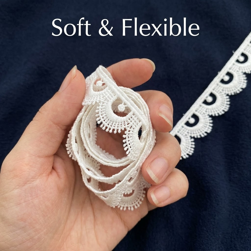 Off-White Fan Scallop Chemical Lace - 5 mtr