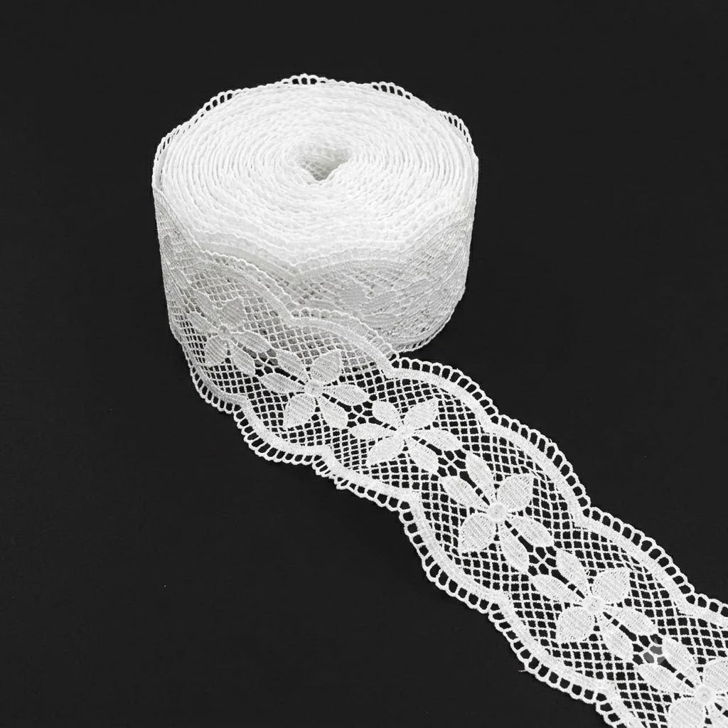Off-White Floral Lattice Chemical Lace - 5 mtr