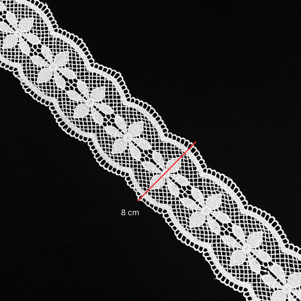Off-White Floral Lattice Chemical Lace - 5 mtr