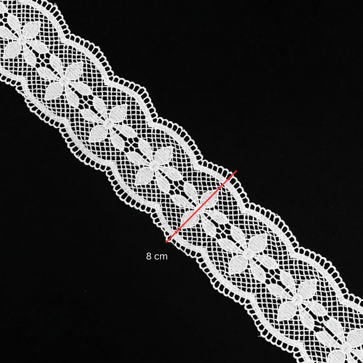 Off-White Floral Lattice Chemical Lace - 5 mtr