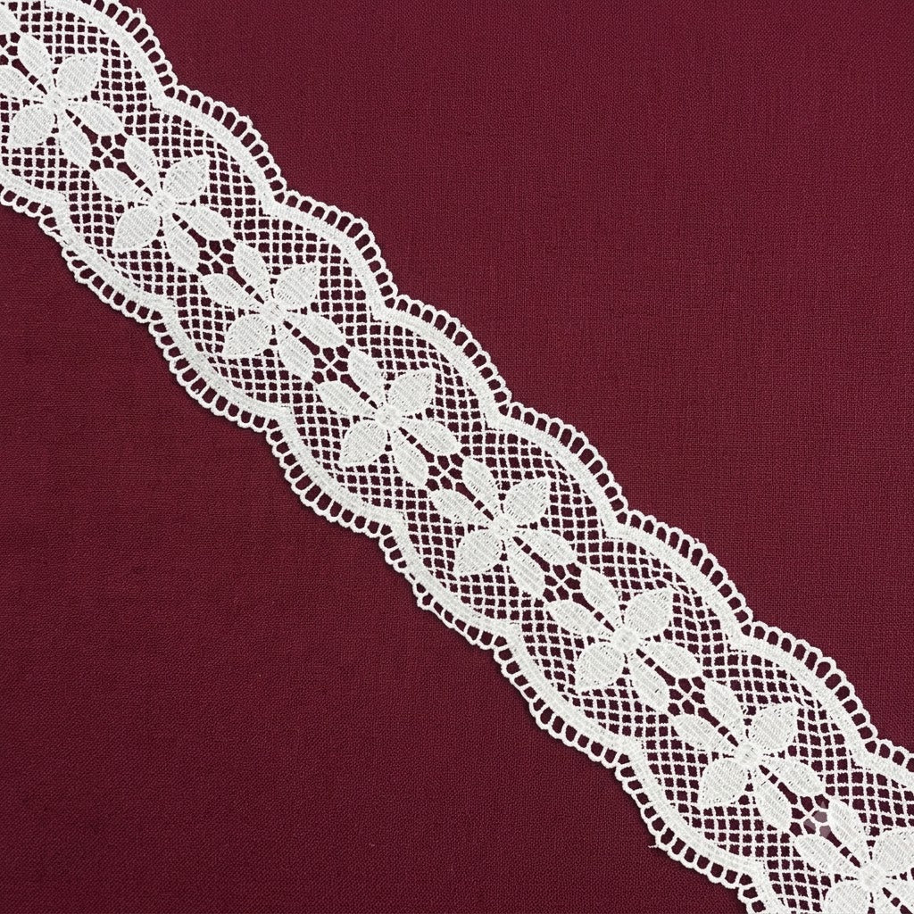 Off-White Floral Lattice Chemical Lace - 5 mtr