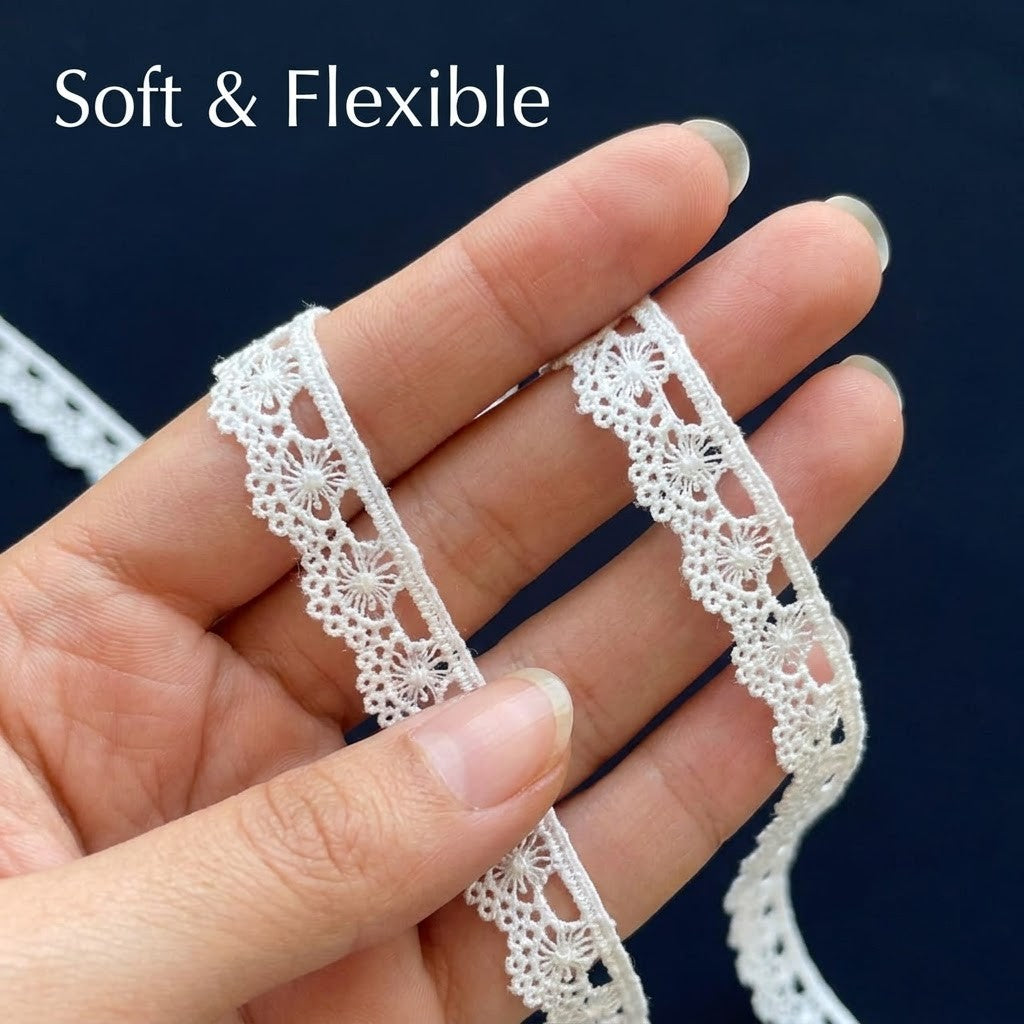Off-White Delicate Floral Chemical Lace - 5 mtr