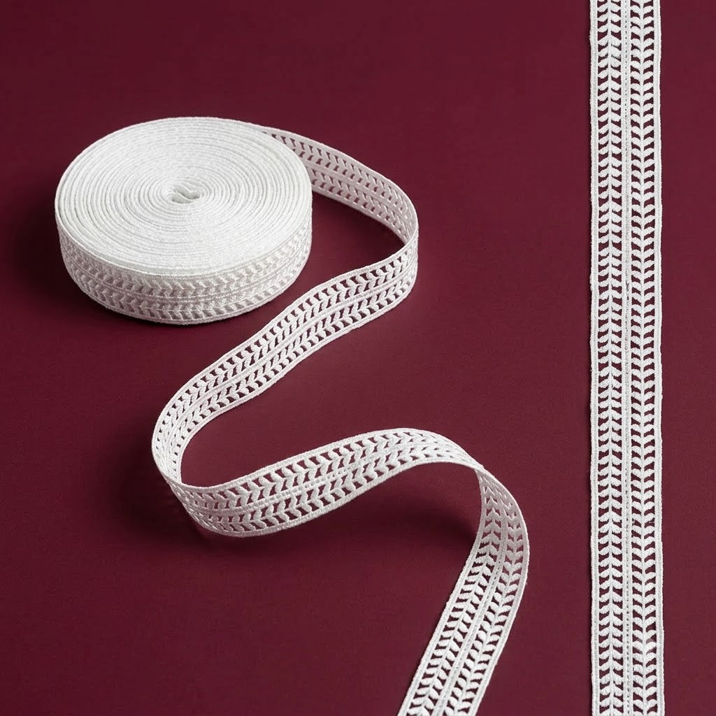 Natural Geometric Openwork Chemical Lace - 5 mtr