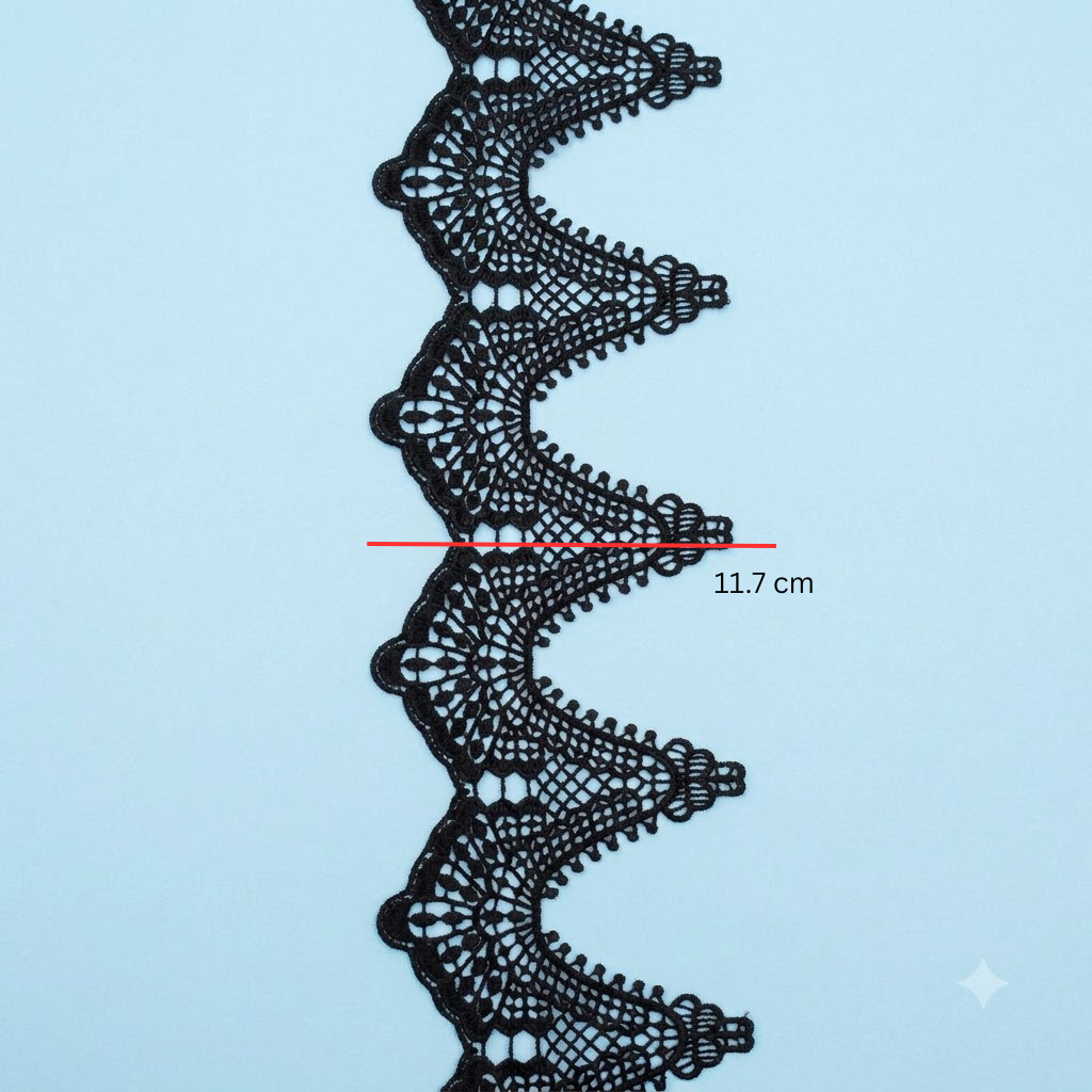 Black Webbed Openwork Chemical Lace - 5 mtr