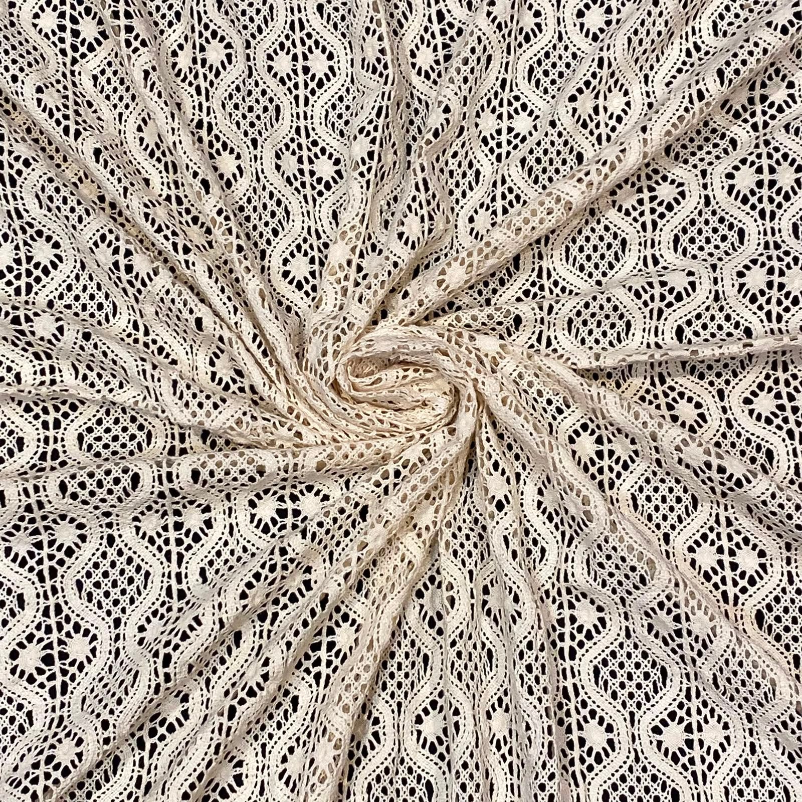 Natural Geometric Pattern Crochet Fabric