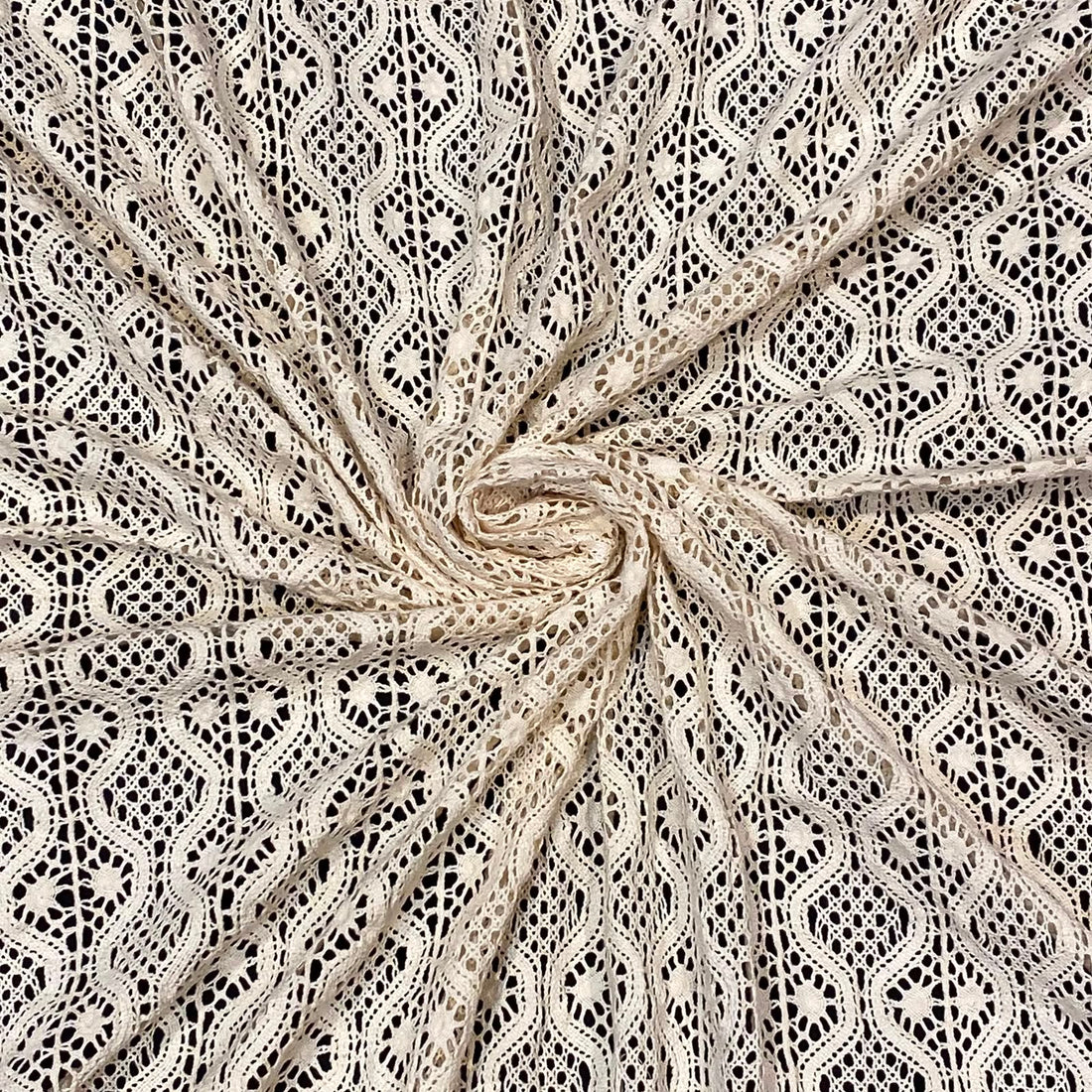 Natural Geometric Pattern Crochet Fabric