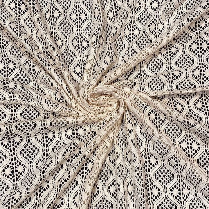Natural Geometric Pattern Crochet Fabric