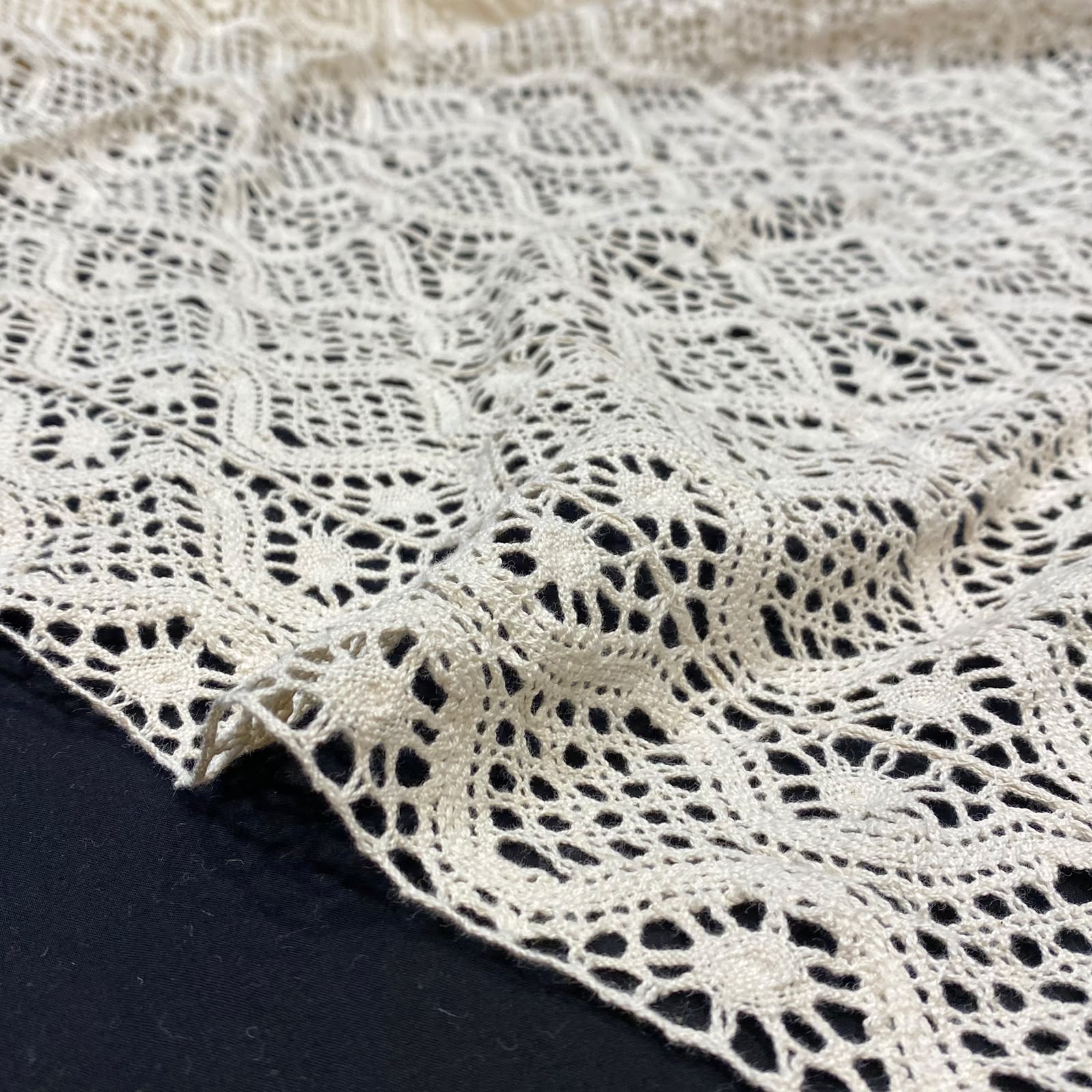 Natural Geometric Pattern Crochet Fabric