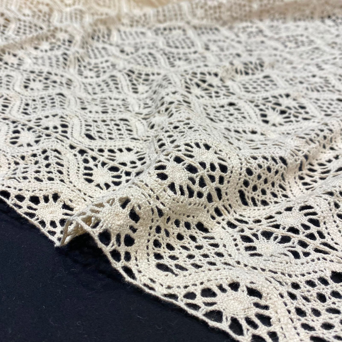 Natural Geometric Pattern Crochet Fabric