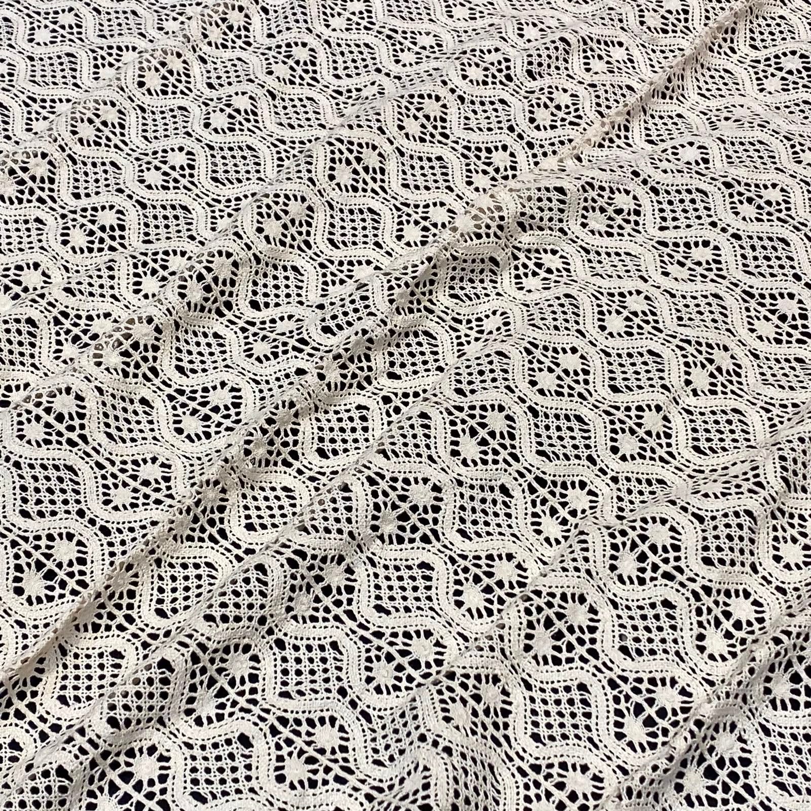 Natural Geometric Pattern Crochet Fabric