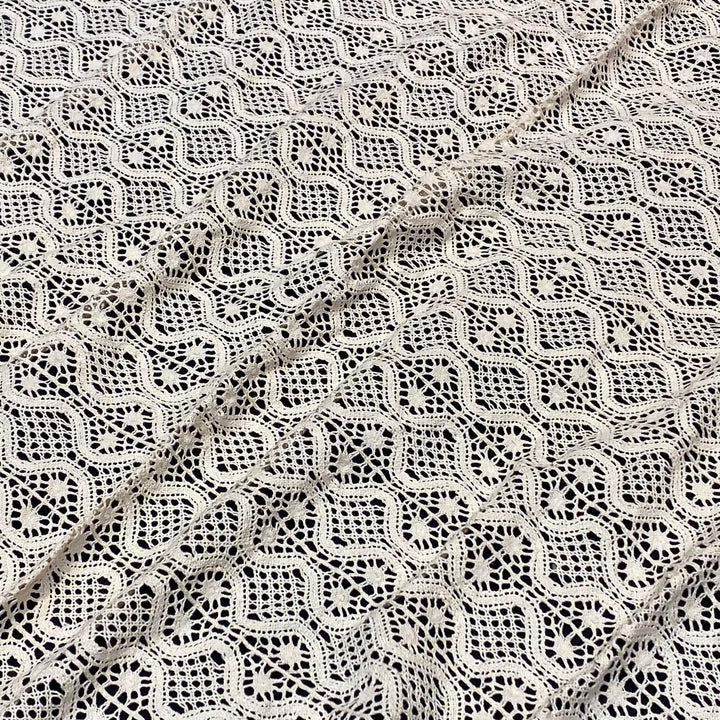 Natural Geometric Pattern Crochet Fabric