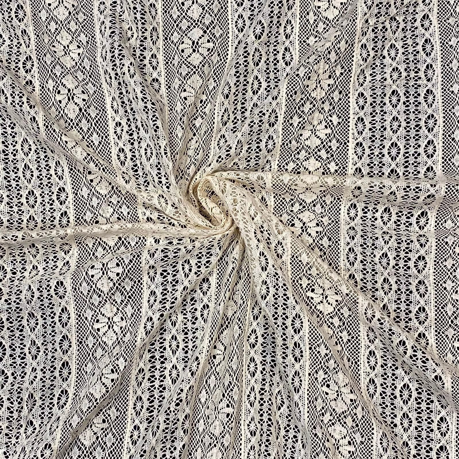 Off White Intricate Openwork Crochet Fabric
