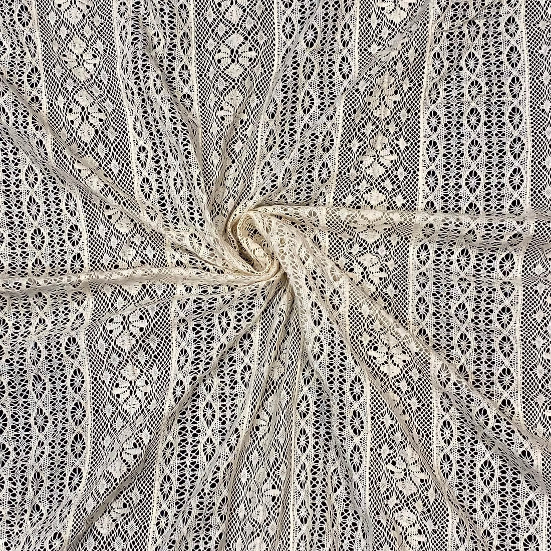 Off White Intricate Openwork Crochet Fabric