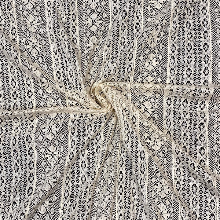 Off White Intricate Openwork Crochet Fabric