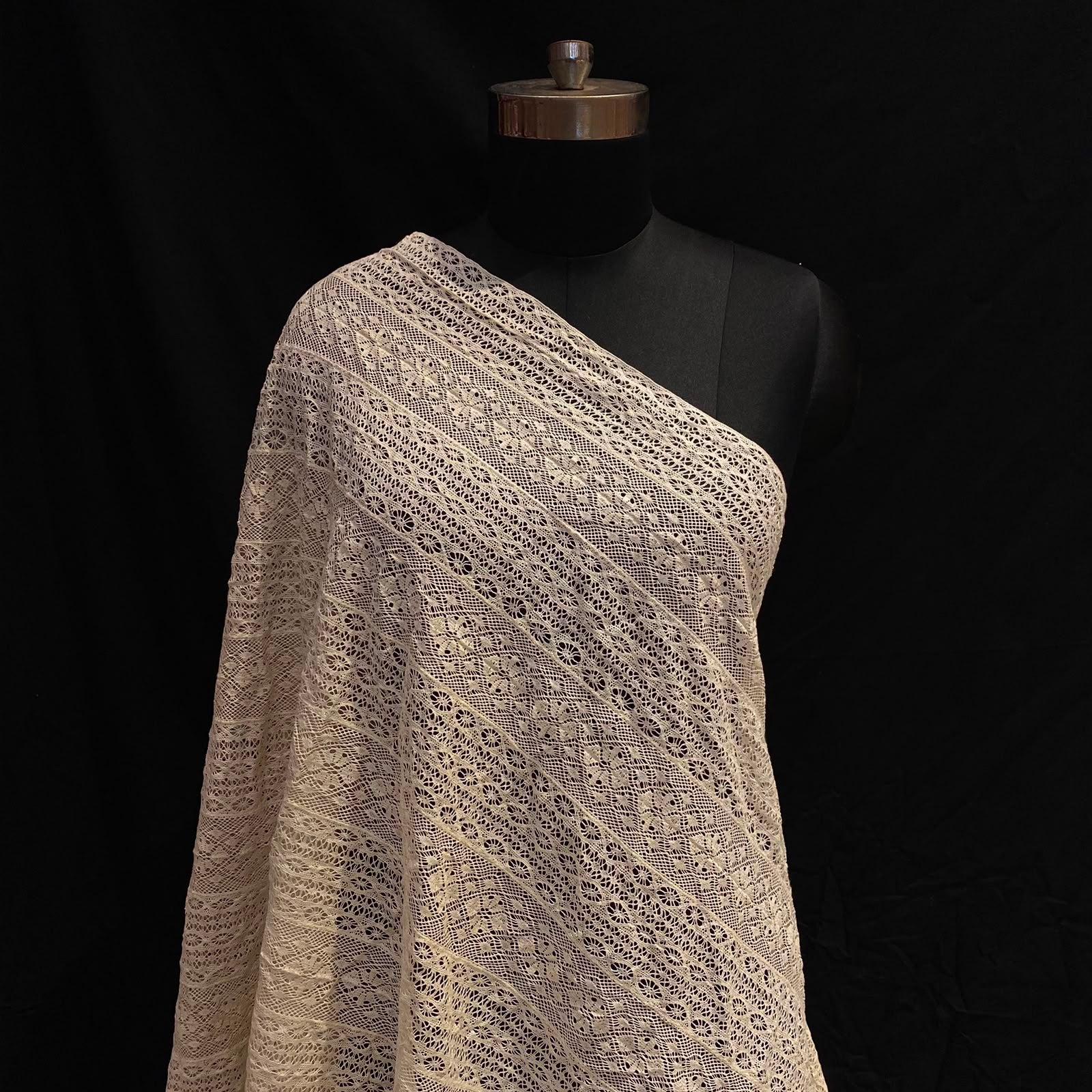 Off White Intricate Openwork Crochet Fabric