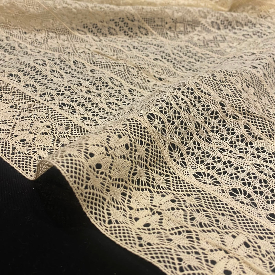 Off White Intricate Openwork Crochet Fabric