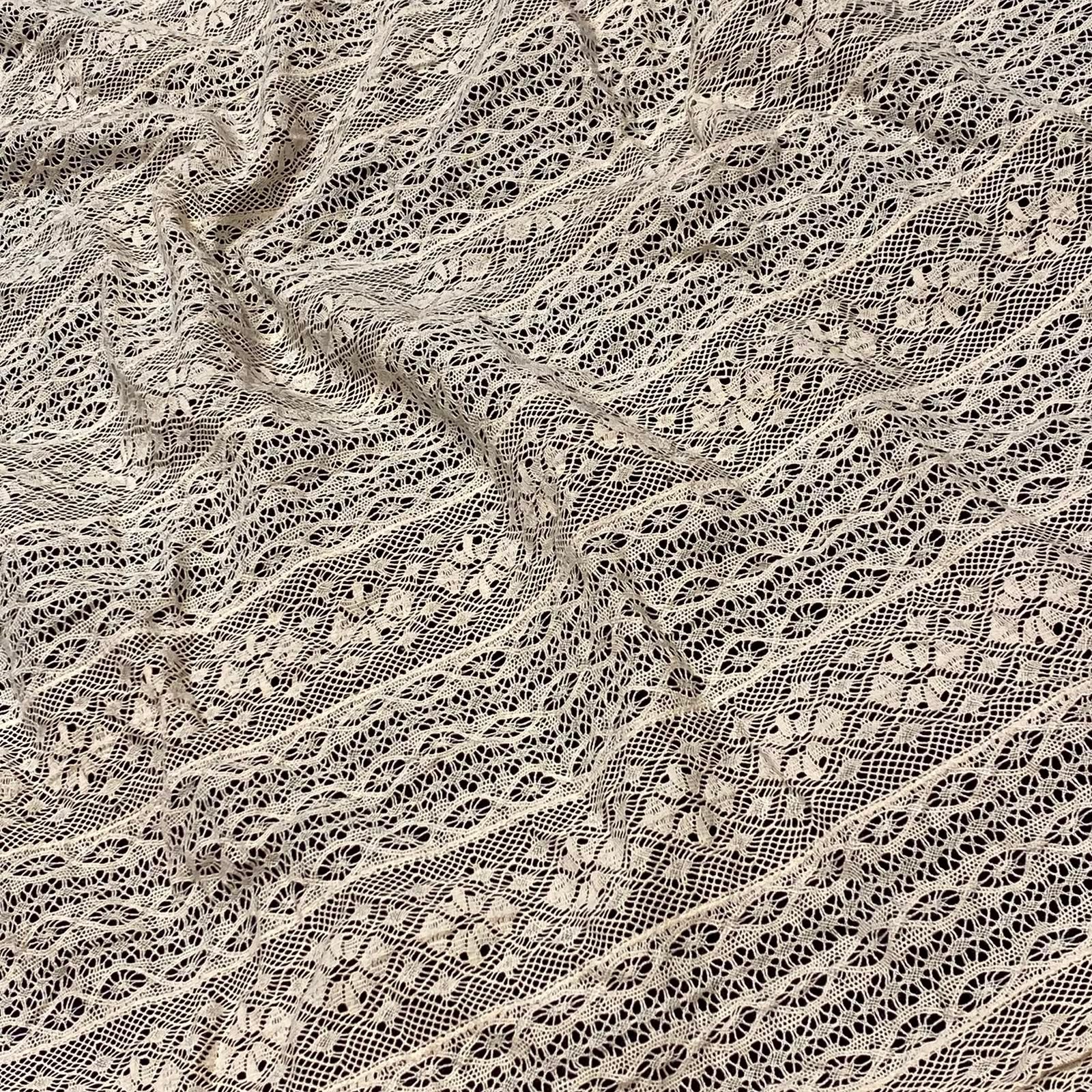 Off White Intricate Openwork Crochet Fabric