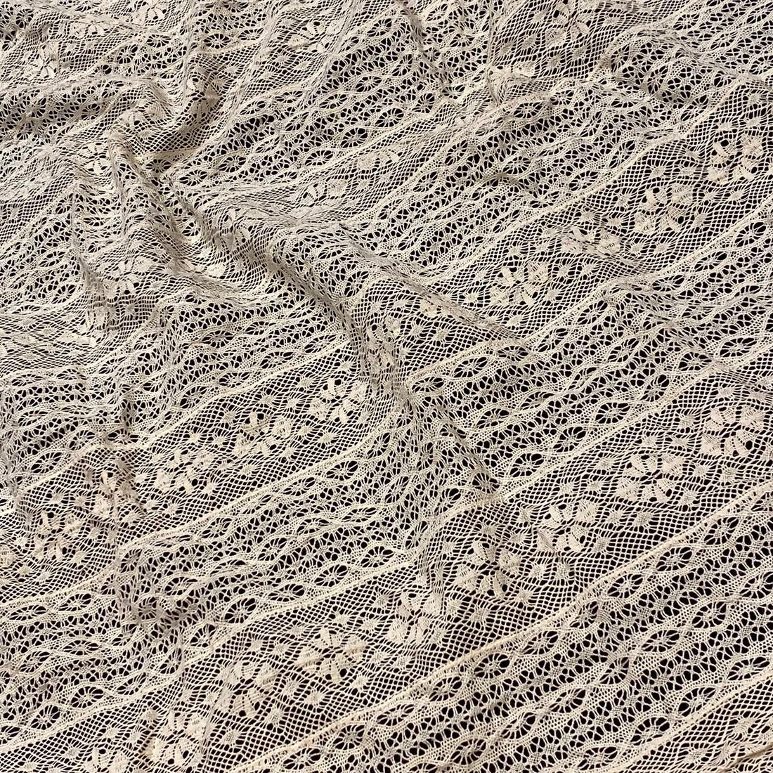 Off White Intricate Openwork Crochet Fabric