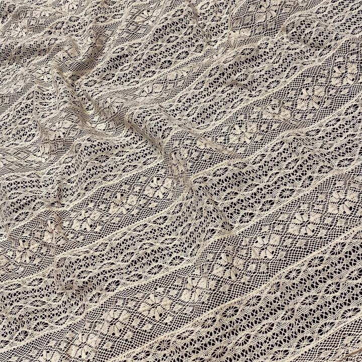 Off White Intricate Openwork Crochet Fabric