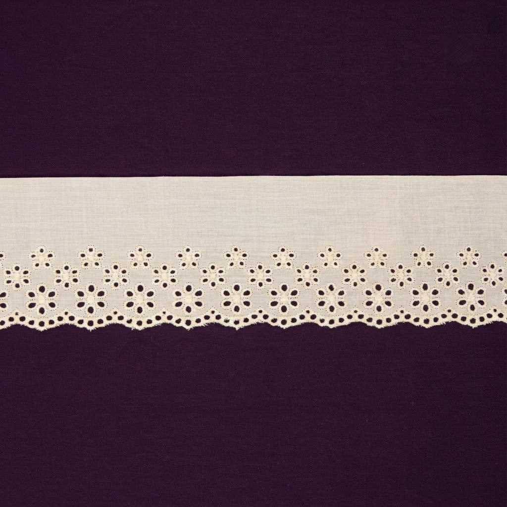 Natural Petal Eyelet Embroidery Schiffli Lace - 5 mtr
