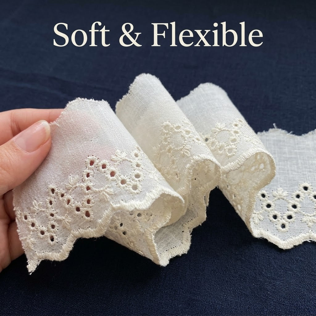 Natural Schiffli Embroidery Lace Zigzag Design-5 mtr