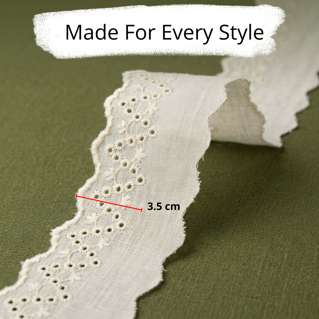 Natural Schiffli Embroidery Lace Zigzag Design-5 mtr